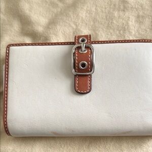 Coach White and Brown Wallet with Leather Trim